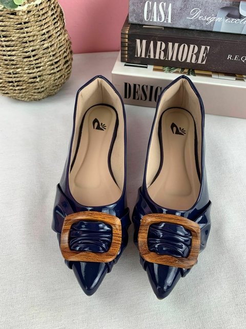 Sapatilha Bico Alongada Azul Marinho Lucia - comprar online