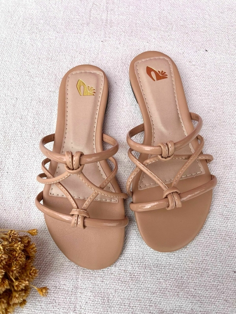 Rasteira Com Tiras Nude - Direto da fábrica para revender - comprar online