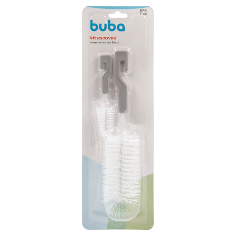 KIT ESCOVAS LIMPA MAMADEIRA E BICO BUBA CINZA