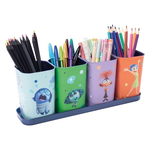 Porta Caneta/Lápis de Plástico Com Bandeja Divertidamente 5 Peças