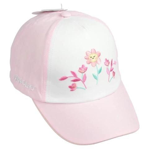 BONÉ 2-4 ANOS PIMPOLHO BRANCO/FLORES