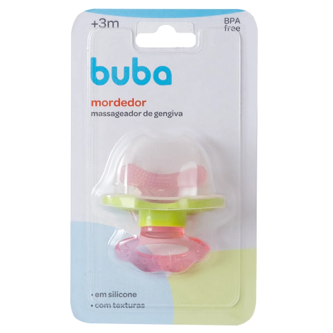 MORDEDOR MASSAGEADOR DE GENGIVA BUBA CHUPETA ROSA/VERDE