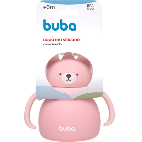 COPO EM SILICONE COM CANUDO BUBA URSINHO ROSA
