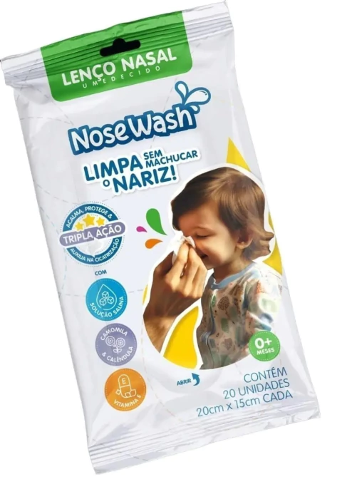 LENÇO NASAL COM SORO FISIOLÓGICO NOSEWASH