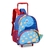 MOCHILA INFANTIL COM RODINHAS DINOSSAURO AZUL/BEGE