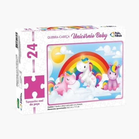 QUEBRA CABEÇA 24 PEÇAS UNICÓRNIO BABY JOGO EDUCATIVO BRINQUEDO
