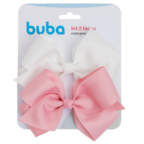 KIT 2 LAÇOS COM PRESILHA BUBA BRANCO/ROSA