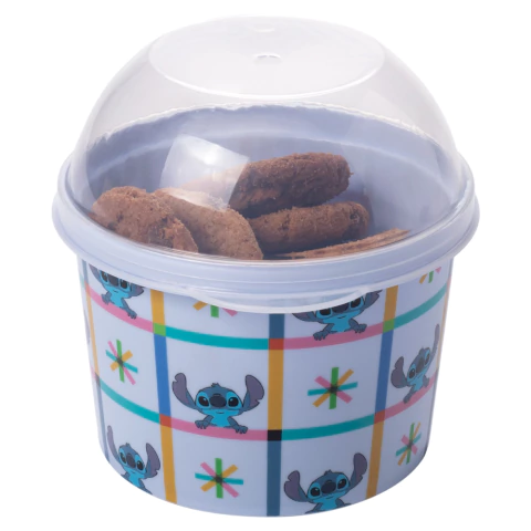 Balde Pipoca Porta Mix Stitch Lanche Com tampa 400 ml - Stitch