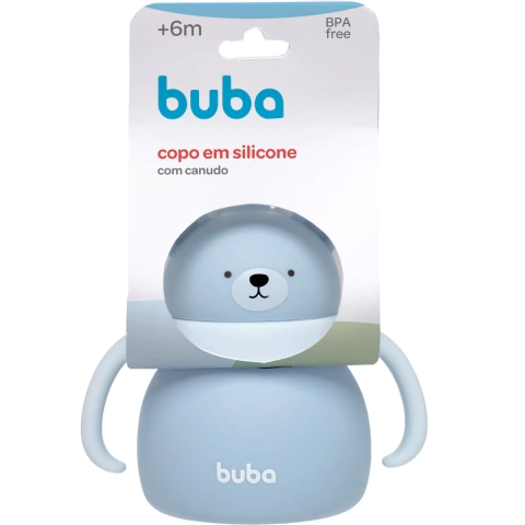COPO EM SILICONE COM CANUDO BUBA URSINHO AZUL