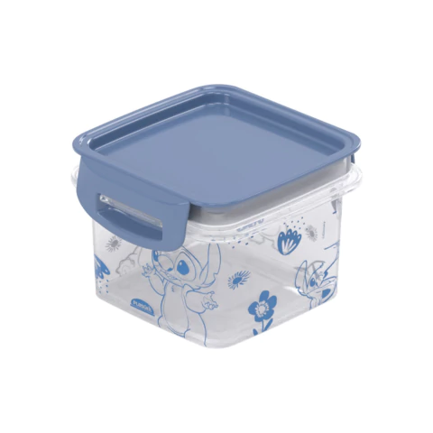 Pote Stitch Porta Mantimentos Trava Quadrado 380 ml