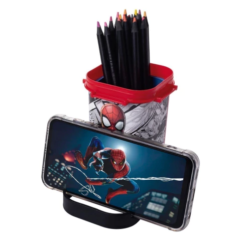 Organizador Homem aranha Retrátil Porta-Lápis e Caneta com Suporte para Celular