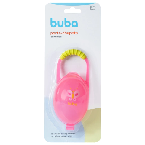PORTA CHUPETA COM ALÇA BORBOLETA ROSA BUBA BICO