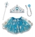 KIT FANTASIA FROZEN ELSA SAIA ACIMA DE 3 ANOS Elsa Fantasia Infantil Frozen Princesa Com Kit Varinha