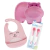 Kit Babador Gumy + Colher termossensivel + Prato De Hipopotamo Rosa