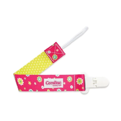 Prendedor de chupeta Flores rosa pink