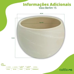 Vaso Cachepô Cerâmica Berlim (15) Cor Cimento JAPI - comprar online