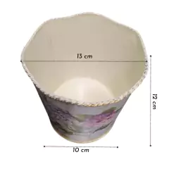 Cachepô Redondo Vintage Lata Borda Trab.(13X12) TOP GARDEN - Cultiv.me