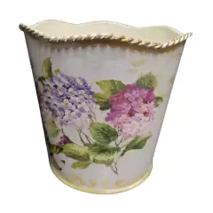 Cachepô Redondo Vintage em Lata Borda Trabalhada TOP GARDEN