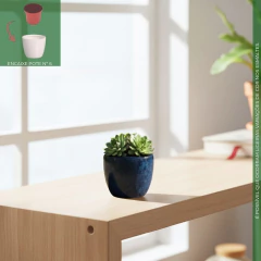 Vaso Cerâmica Kalanchoe (06) Azul com Preto BURGUINA - loja online