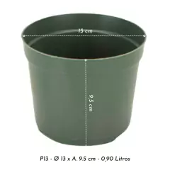 KIT C/6 Vaso Plantio P13 (900 ML) Verde Musgo INJEPLASTEC - comprar online