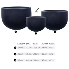 Vaso Redondo Rústico 33 (11L) Grafite JAPI - comprar online
