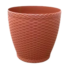 Vaso Rattan Redondo Mini (1,8L) Cor Telha INJEPLASTEC
