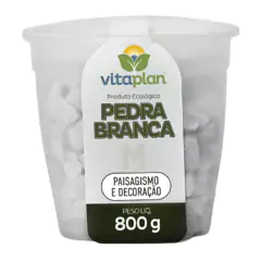 Pedra Decorativa Brita Branca Média (800g) VITAPLAN