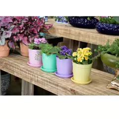 Vaso Aquarela com Prato 2,5 (1L) Azul NUTRIPLAN