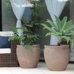Vaso Tribo Cilíndrico 55 (72L) Cor Cimento Queimado JAPI na internet