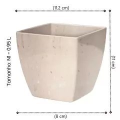 Cachepô Elegance Quadrado 01 (0,95L) Travertino NUTRIPLAN - comprar online