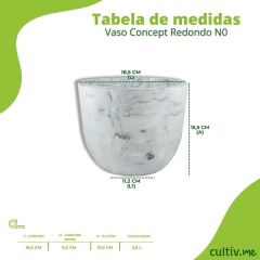 Vaso Concept Redondo N0 (2,5L) Cor Branco Carrara JAPI - comprar online
