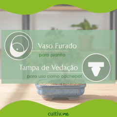 Vaso Cerâmica Esmaltado Bonsai (20) Azul Cascata BURGUINA - loja online