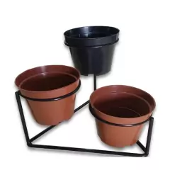 Suporte Triangulo de Mesa para 3 Vasos 11 Preto - JC JARDIM - comprar online
