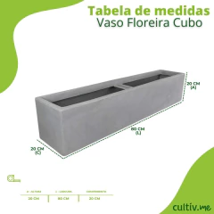 Vaso Floreira Cubo (80x20) Antique Cimento VASART - comprar online
