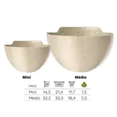 Cachepô Elegance de Parede Médio (5,5L) Travertino NUTRIPLAN - Cultiv.me