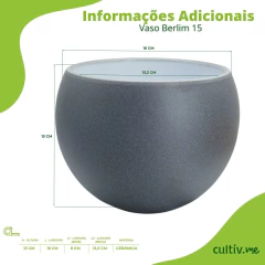 Vaso Cachepô Cerâmica Berlim (15) Cor Chumbo JAPI - comprar online