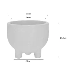 Vaso Redondo Rústico com Pés 33 (11L) Cor Cimento JAPI - Cultiv.me