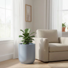 Imagem do Vaso Cilindro Com Prato (37x43) Cor Cimento OVASO