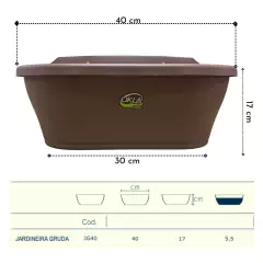 Jardineira Gruda 40 (40X17X16) Cor Tabaco OKLA - Cultiv.me