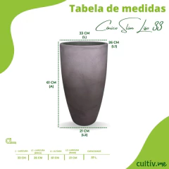 Vaso Cônico Slim Liso 33 (37L) Preto Ardosia JAPI - comprar online