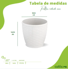Vaso Rattan Redondo Mini (1,8L) Branco INJEPLASTEC - comprar online