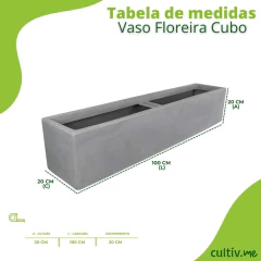 Vaso Floreira Cubo (100x20) Antique Cimento VASART - comprar online