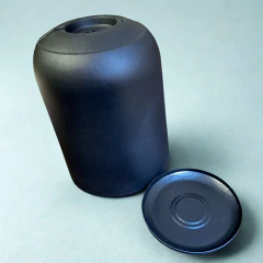 Vaso Cilindro Com Prato (40x53) Cor Carvão OVASO - Cultiv.me