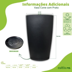 Vaso Cone Com Prato (45x75) Cor Carvão OVASO - comprar online
