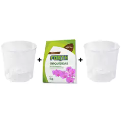 Kit para Orquídeas Média (2 Vasos Transparente + Substrato) - comprar online