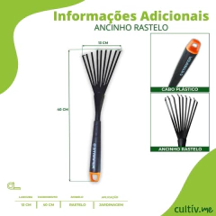 Ancinho Rastelo em Aço Cabo Plástico Jardinagem STARFER - comprar online