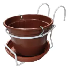 Suporte Orquídea Branco com Vaso e Prato (N17) JC JARDIM