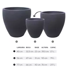 Vaso Elipse Rústico 40 (27L) Cor Cimento JAPI - comprar online