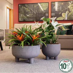 Vaso Redondo Rústico com Pés 33 (11L) Cor Cimento JAPI na internet