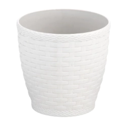Vaso Rattan Redondo Mini (1,8L) Branco INJEPLASTEC